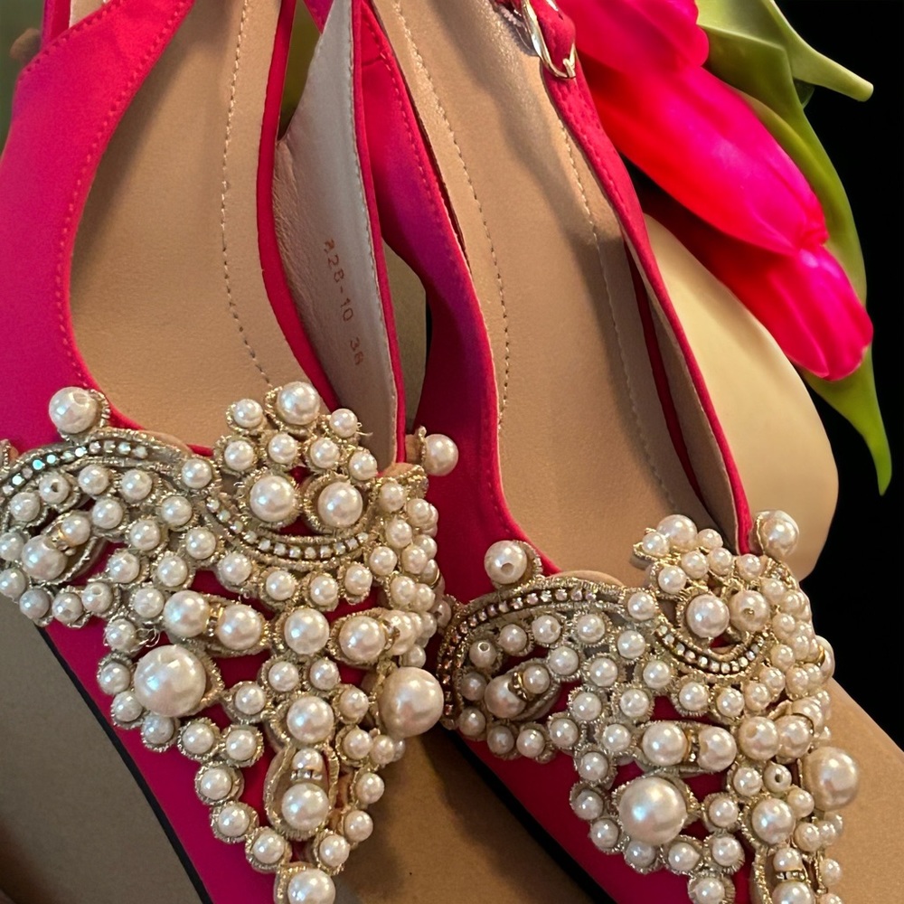 NWOT Pearl Fucsia Heels - Picture 3 of 5